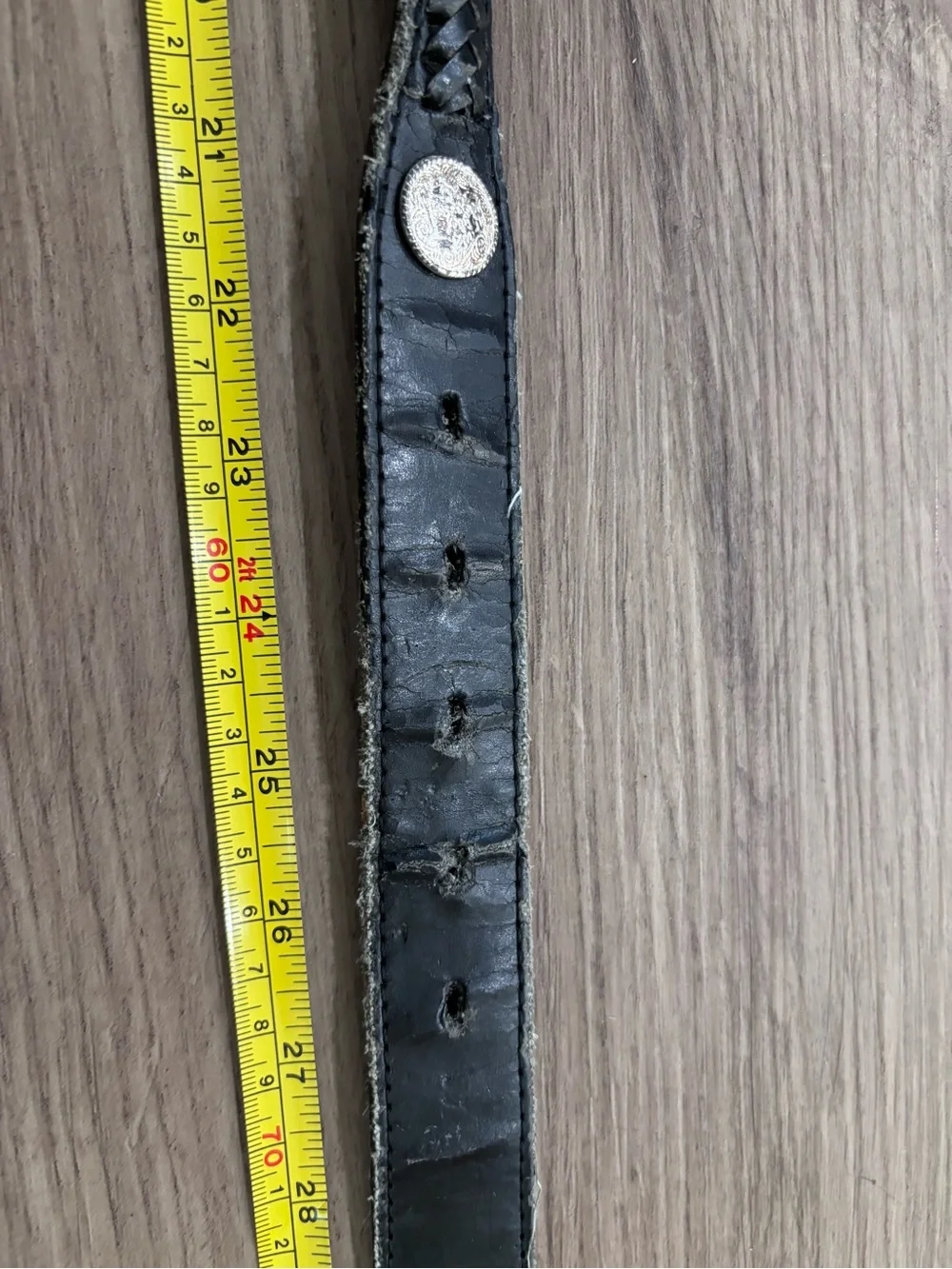 Kids Black Leather Western-Style Belt with Ornate Silver Buckle